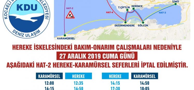 Hat 2 Hereke – Karamürsel deniz seferlerine 1 gün ara verildi!