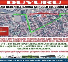 Aşıroğlu Caddesi’ne geçici trafik düzenlemesi