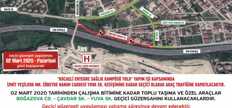 Şehir Hastanesi Yolu İçin Geçici Güzergah Oluşturuldu