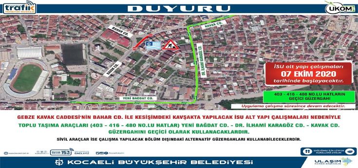 GEBZE’DE GEÇİCİ GÜZERGAH UYGULAMASI