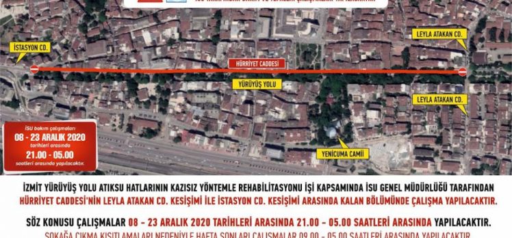 İSU, HÜRRİYET CADDESİ’NDE ÇALIŞMA YAPACAK