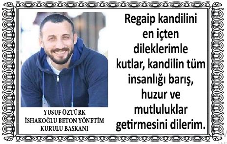 Yusuf Öztürk’ten Kandil mesajı